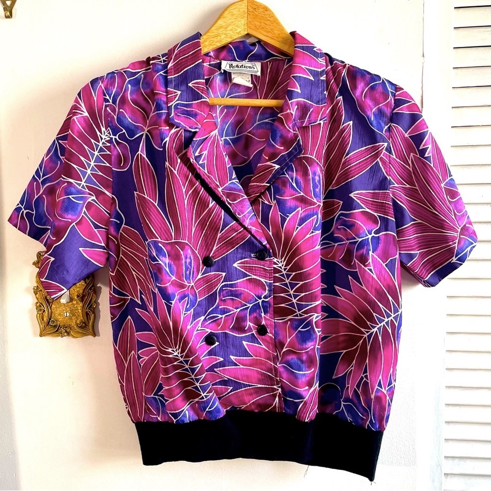 Vintage Tropical Print Blouse